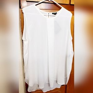 IMAN White Pleated Front Tank XL